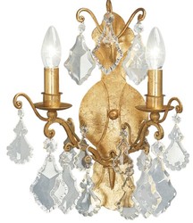 Casa Padrino applique murale double baroque de luxe or antique 35 x 16 x H. 40 cm - Applique élégante en cristal - Applique de salon de style baroque - Luminaires baroques - Fabriqué en Italie