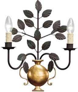 Casa Padrino lámpara de pared doble barroco de lujo negro / oro 33 x 14 x A. 40 cm - Lámpara de pared de cristal - Lámpara de pared de salón estilo barroco - Luces barrocas - Hecho en Italia