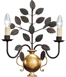 Casa Padrino luxury baroque double wall lamp black / gold 33 x 14 x H. 40 cm - Elegant crystal wall light - Living room wall lamp in baroque style - Baroque lights - Luxury quality - Made in Italy