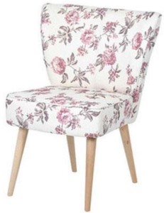 Casa Padrino sedia da pranzo anni '60 bianco / rosa / grigio / naturale 51 x 68 x A. 88 cm - Sedia da cucina retrò con motivo floreale - Mobili sala da pranzo anni '60 - Mobili sala da pranzo retrò