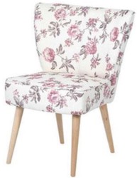 Casa Padrino silla de comedor años 60 blanco / rosa / gris / natural 51 x 68 x A. 88 cm - Silla de cocina retro con patrón floral - Muebles de comedor años 60 - Muebles de comedor retro