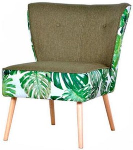 Casa Padrino sedia da pranzo anni '60 verde / bianco / naturale 50 x 72 x A. 77 cm - Sedia da cucina retrò con design foglia di palma - Mobili sala da pranzo anni '60 - Mobili sala da pranzo retrò