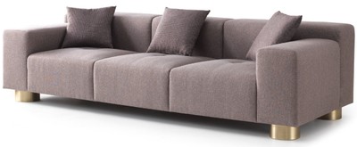 Casa Padrino luxury sofa gray / brass 260 x 100 x H. 70 cm - Living room sofa - Hotel sofa - Living room furniture - Living room furnishings - Hotel furniture - Luxury furniture