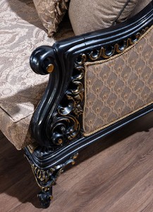Casa Padrino Luxus Barock Sofa Grau / Blau / Gold - Barockstil Wohnzimmer Sofa mit elegantem Muster - Luxus Wohnzimmer Möbel im Barockstil - Barock Möbel - Barock Einrichtung