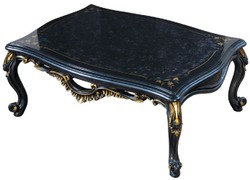 Casa Padrino tavolo da soggiorno barocco di lusso blu / oro - Tavolo da soggiorno in stile barocco fatto a mano - Mobili da soggiorno in stile barocco - Mobili di lusso in stile barocco