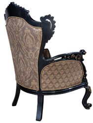 Casa Padrino fauteuil baroque de luxe gris / bleu / or - Magnifique fauteuil de salon avec motif élégant - Mobilier de salon de luxe de style baroque - Meuble baroque