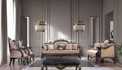 Casa Padrino fauteuil baroque de luxe gris / bleu / or - Magnifique fauteuil de salon avec motif élégant - Mobilier de salon de luxe de style baroque - Meuble baroque