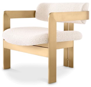 Casa Padrino luxury armchair cream / brass 70 x 70 x H. 68 cm - Living room armchair - Hotel armchair - Living room furniture - Luxury furniture - Living room furnishings - Luxury furnishings