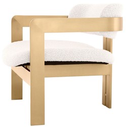 Casa Padrino fauteuil de luxe crème / laiton 70 x 70 x H. 68 cm - Fauteuil de salon - Fauteuil d'hôtel - Mobilier de salon - Mobilier de luxe - Ameublement de salon - Ameublement de luxe