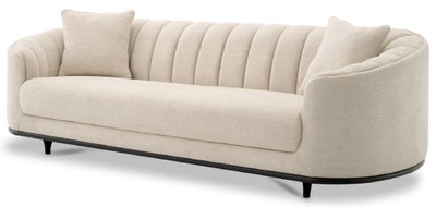 Casa Padrino luxury sofa beige / black 240 x 96 x H. 74.5 cm - Living room sofa with 2 pillows - Living room furniture - Luxury furniture - Living room furnishings - Luxury furnishings