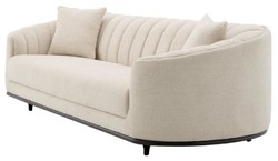 Casa Padrino canapé de luxe beige / noir 240 x 96 x H. 74,5 cm - Canapé de salon avec 2 coussins - Meuble de salon - Meuble de luxe - Ameublement de salon - Ameublement de luxe - Qualité de luxe
