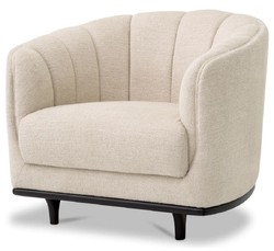 Casa Padrino luxury armchair beige / black 87 x 86 x H. 74.5 cm - Living room armchair - Hotel armchair - Living room furniture - Hotel furniture - Luxury furniture - Living room furniture