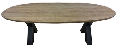 Casa Padrino table à manger de luxe en bois massif marron / noir 240 x 100 x H. 78 cm - Table de cuisine ovale - Meuble de salle à manger - Meuble en bois massif - Meuble de luxe