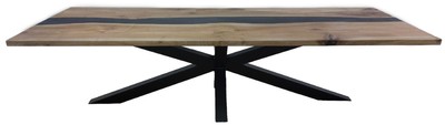 Casa Padrino table à manger de luxe en bois massif naturel / noir 240 x 100 x H. 78 cm - Table de cuisine rectangulaire - Meuble de salle à manger - Meuble en bois massif - Meuble de luxe