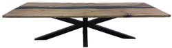 Casa Padrino table à manger de luxe en bois massif naturel / noir 240 x 100 x H. 78 cm - Table de cuisine rectangulaire - Meuble de salle à manger - Meuble en bois massif - Meuble de luxe