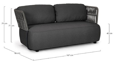 Casa Padrino Luxus Gartensofa Anthrazit / Grau / Schwarz 167 x 86 x H. 79 cm - Wetterbeständiges Garten Sofa - Terrassen Sofa - Garten Möbel - Terrassen Möbel - Outdoor Möbel