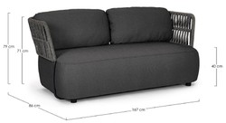 Casa Padrino canapé de jardin de luxe anthracite / gris / noir 167 x 86 x H. 79 cm - Canapé de jardin résistant aux intempéries - Canapé de terrasse - Meubles de jardin - Meubles de terrasse