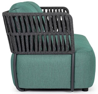 Casa Padrino Luxus Gartensofa Grün / Grau / Schwarz 167 x 86 x H. 79 cm - Wetterbeständiges Garten Sofa - Terrassen Sofa - Garten Möbel - Terrassen Möbel - Outdoor Möbel