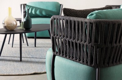 Casa Padrino Luxus Gartensofa Grün / Grau / Schwarz 167 x 86 x H. 79 cm - Wetterbeständiges Garten Sofa - Terrassen Sofa - Garten Möbel - Terrassen Möbel - Outdoor Möbel
