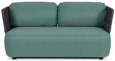 Casa Padrino Luxus Gartensofa Grün / Grau / Schwarz 167 x 86 x H. 79 cm - Wetterbeständiges Garten Sofa - Terrassen Sofa - Garten Möbel - Terrassen Möbel - Outdoor Möbel