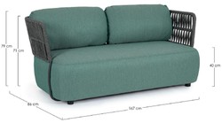 Casa Padrino canapé de jardin de luxe vert / gris / noir 167 x 86 x H. 79 cm - Canapé de jardin résistant aux intempéries - Canapé de terrasse - Meubles de jardin - Meubles de terrasse