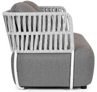 Casa Padrino Luxus Gartensofa Grau / Hellgrau / Schwarz 167 x 86 x H. 79 cm - Wetterbeständiges Garten Sofa - Terrassen Sofa - Garten Möbel - Terrassen Möbel - Outdoor Möbel