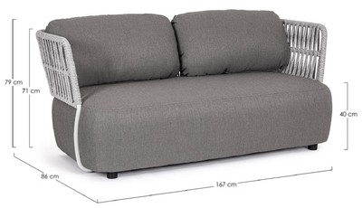 Casa Padrino Luxus Gartensofa Grau / Hellgrau / Schwarz 167 x 86 x H. 79 cm - Wetterbeständiges Garten Sofa - Terrassen Sofa - Garten Möbel - Terrassen Möbel - Outdoor Möbel