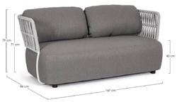 Casa Padrino canapé de jardin de luxe gris / gris clair / noir 167 x 86 x H. 79 cm - Canapé de jardin résistant aux intempéries - Canapé de terrasse - Meubles de jardin - Meubles de terrasse