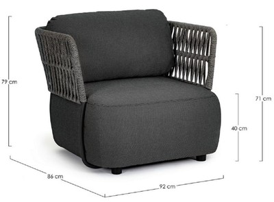 Casa Padrino Luxus Gartensessel Anthrazit / Grau / Schwarz 92 x 86 x H. 79 cm - Wetterbeständiger Garten Sessel - Terrassen Sessel - Garten Möbel - Terrassen Möbel - Outdoor Möbel