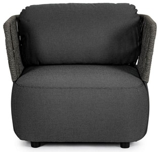 Casa Padrino Luxus Gartensessel Anthrazit / Grau / Schwarz 92 x 86 x H. 79 cm - Wetterbeständiger Garten Sessel - Terrassen Sessel - Garten Möbel - Terrassen Möbel - Outdoor Möbel