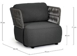 Casa Padrino fauteuil de jardin de luxe anthracite / gris / noir 92 x 86 x H. 79 cm - Fauteuil de jardin résistant aux intempéries - Meubles de jardin - Meubles de terrasse
