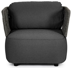 Casa Padrino fauteuil de jardin de luxe anthracite / gris / noir 92 x 86 x H. 79 cm - Fauteuil de jardin résistant aux intempéries - Meubles de jardin - Meubles de terrasse