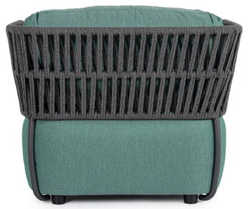 Casa Padrino Luxus Gartensessel Grün / Grau / Schwarz 92 x 86 x H. 79 cm - Wetterbeständiger Garten Sessel - Terrassen Sessel - Garten Möbel - Terrassen Möbel - Outdoor Möbel
