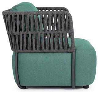 Casa Padrino Luxus Gartensessel Grün / Grau / Schwarz 92 x 86 x H. 79 cm - Wetterbeständiger Garten Sessel - Terrassen Sessel - Garten Möbel - Terrassen Möbel - Outdoor Möbel