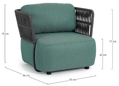 Casa Padrino Luxus Gartensessel Grün / Grau / Schwarz 92 x 86 x H. 79 cm - Wetterbeständiger Garten Sessel - Terrassen Sessel - Garten Möbel - Terrassen Möbel - Outdoor Möbel