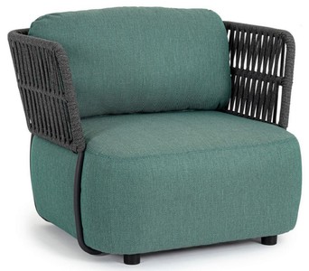 Luxus Outdoor Garten Terrassen Sessel Grün Grau Schwarz Luxury Outdoor Garden Patio Armchair Green Gray Black