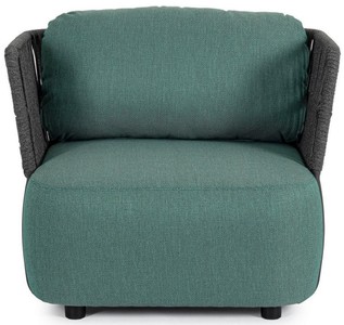 Casa Padrino Luxus Gartensessel Grün / Grau / Schwarz 92 x 86 x H. 79 cm - Wetterbeständiger Garten Sessel - Terrassen Sessel - Garten Möbel - Terrassen Möbel - Outdoor Möbel
