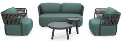 Casa Padrino fauteuil de jardin de luxe vert / gris / noir 92 x 86 x H. 79 cm - Fauteuil de jardin résistant aux intempéries - Meubles de jardin - Meubles de terrasse