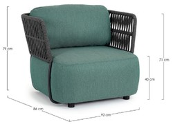Casa Padrino fauteuil de jardin de luxe vert / gris / noir 92 x 86 x H. 79 cm - Fauteuil de jardin résistant aux intempéries - Meubles de jardin - Meubles de terrasse