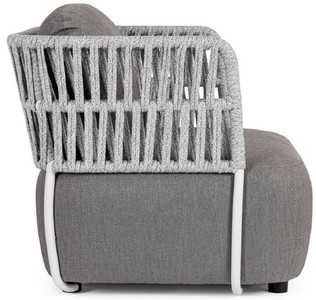 Casa Padrino Luxus Gartensessel Grau / Hellgrau / Schwarz 92 x 86 x H. 79 cm - Wetterbeständiger Garten Sessel - Terrassen Sessel - Garten Möbel - Terrassen Möbel - Outdoor Möbel