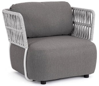 Luxus Outdoor Garten Terrassen Sessel Grau Hellgrau Schwarz Luxury Outdoor Garden Patio Armchair Gray Light Gray Black
