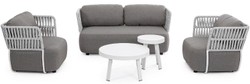 Casa Padrino fauteuil de jardin de luxe gris / gris clair / noir 92 x 86 x H. 79 cm - Fauteuil de jardin résistant aux intempéries - Meubles de jardin - Meubles de terrasse
