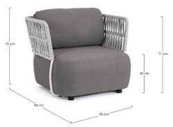 Casa Padrino fauteuil de jardin de luxe gris / gris clair / noir 92 x 86 x H. 79 cm - Fauteuil de jardin résistant aux intempéries - Meubles de jardin - Meubles de terrasse