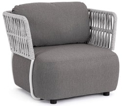 Casa Padrino fauteuil de jardin de luxe gris / gris clair / noir 92 x 86 x H. 79 cm - Fauteuil de jardin résistant aux intempéries - Meubles de jardin - Meubles de terrasse