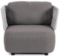Casa Padrino fauteuil de jardin de luxe gris / gris clair / noir 92 x 86 x H. 79 cm - Fauteuil de jardin résistant aux intempéries - Meubles de jardin - Meubles de terrasse