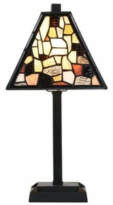Casa Padrino Luxus Tiffany Hockerleuchte Schwarz / Mehrfarbig 28 x 28 x H. 36 cm - Tiffany Tischleuchte - Tiffany Leuchten - Luxus Interior - Luxus Leuchten - Tiffany Leuchten