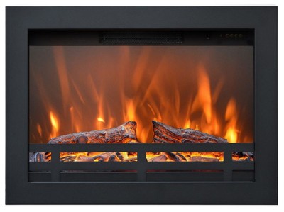 Casa Padrino luxury electric built in fireplace black 60.2 x 17.7 x H. 43.8 cm - Living room decoration LED fireplace with remote control - Living room furniture - Luxury furniture