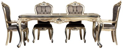 Casa Padrino table à manger baroque de luxe or antique / noir - Table de cuisine rectangulaire de style baroque - Meuble de salle à manger baroque de luxe - Ameublement baroque