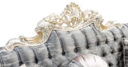 Luxus Barock Wohnzimmer Sofa Grau Antik Weiß Gold Luxury Baroque Living Room Sofa Gray Antique White Gold