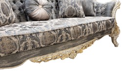 Luxus Barock Wohnzimmer Sofa Grau Antik Weiß Gold Luxury Baroque Living Room Sofa Gray Antique White Gold